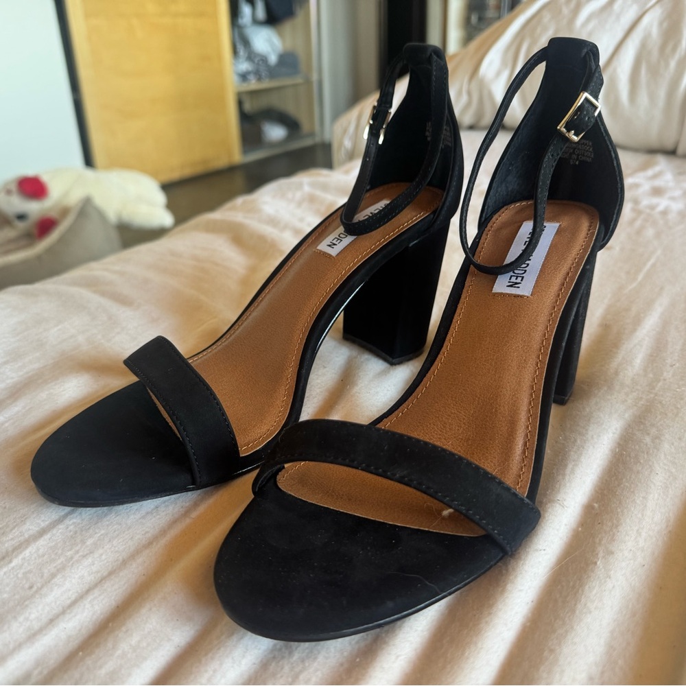 Steve Madden Black Stiletto Heels with Ankle Strap